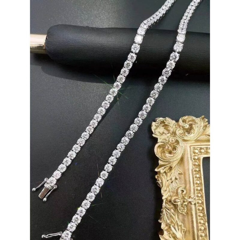 14K and 18K Gold Moissanite Tennis Necklace