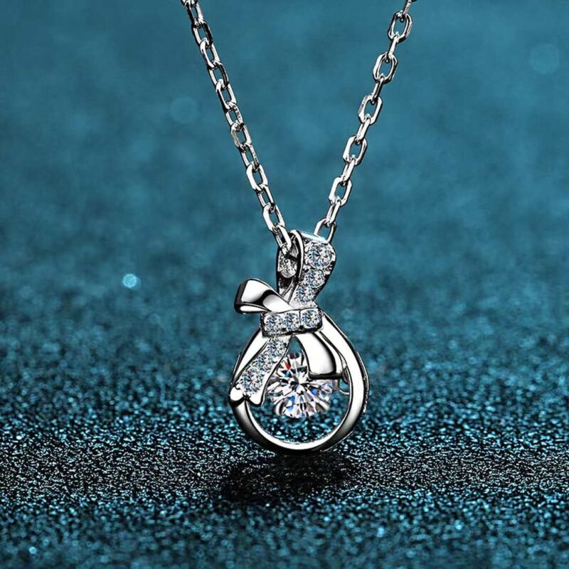 18K Gold Lab Grown Diamond Bow Teardrop Necklace