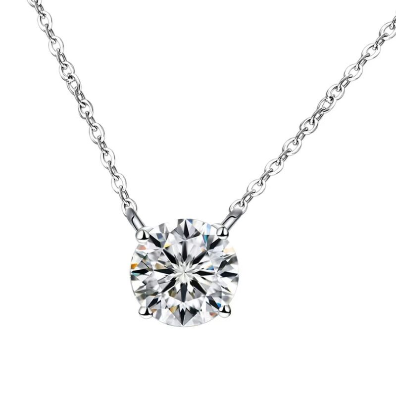 18K Gold Lab Grown Diamond Classic Four-Prong Solitaire Necklace