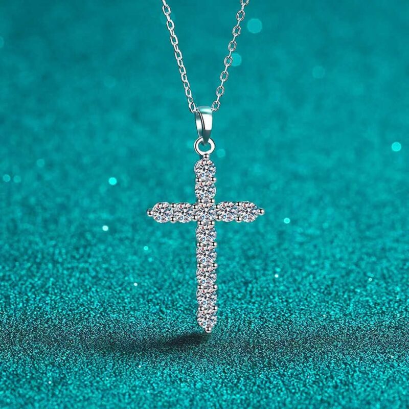18K Gold Lab Grown Diamond Cross Necklace
