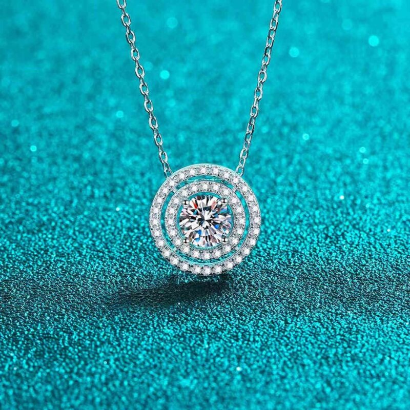 18K Gold Lab Grown Diamond Double Halo Necklace