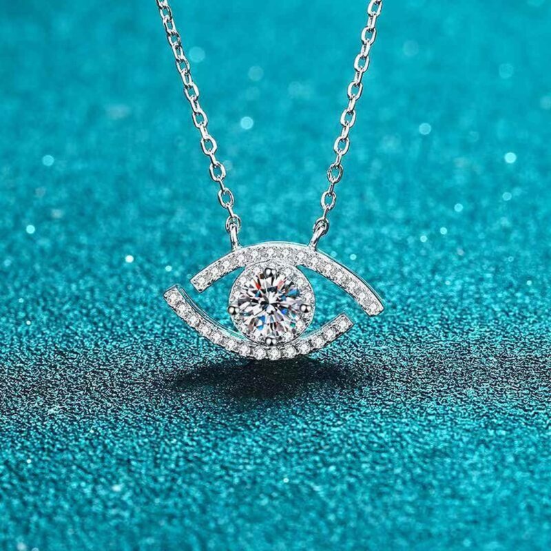 18K Gold Lab Grown Diamond Eye Motif Necklace