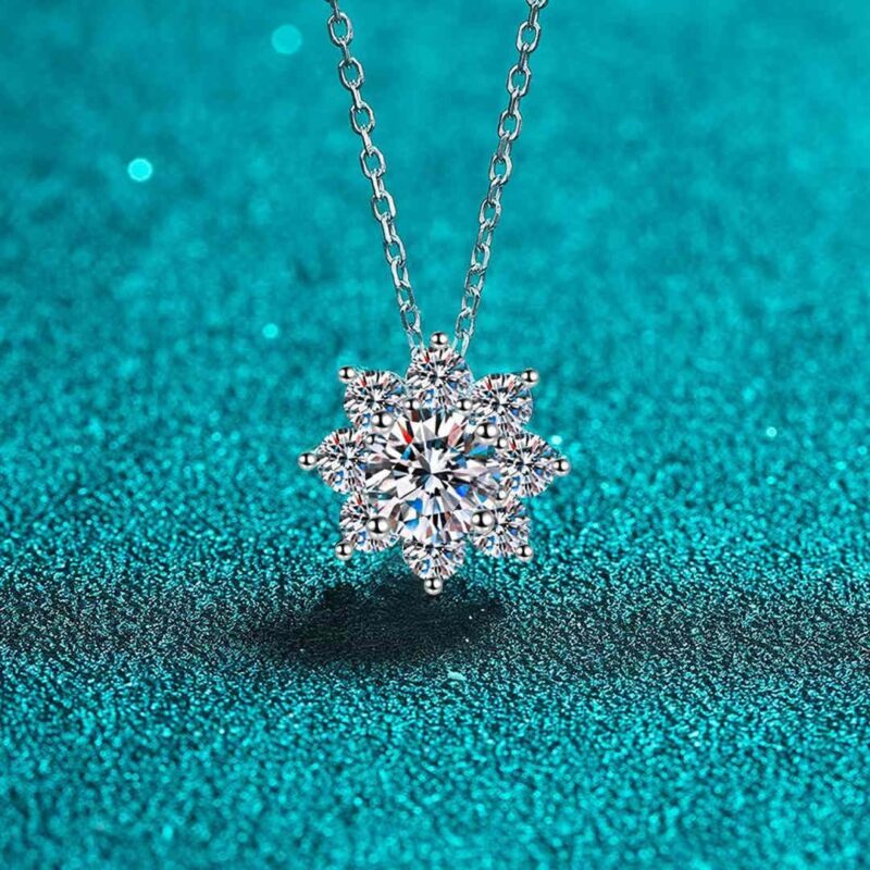 18K Gold Lab Grown Diamond Floral Cluster Necklace
