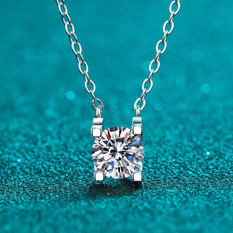 18K Gold Lab Grown Diamond Four-Prong Round Solitaire Necklace