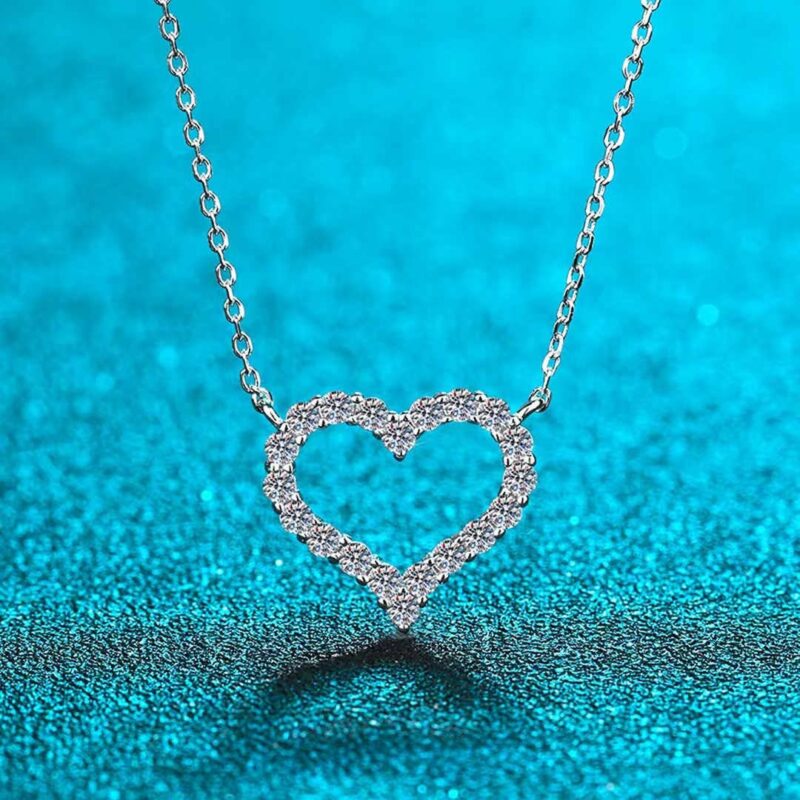 18K Gold Lab Grown Diamond Open Heart Necklace