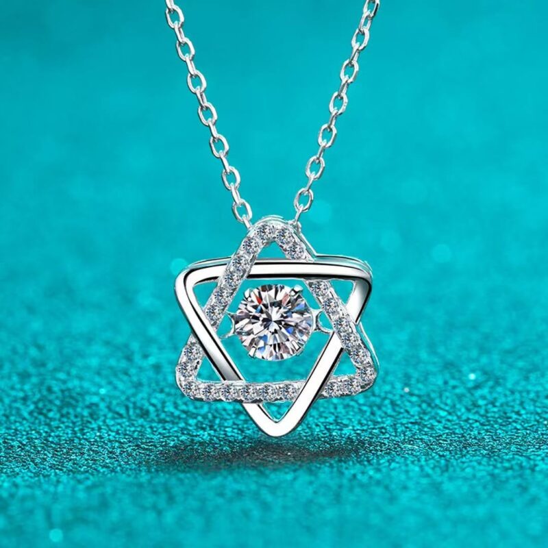 18K Gold Lab Grown Diamond Six-Point Star Necklace