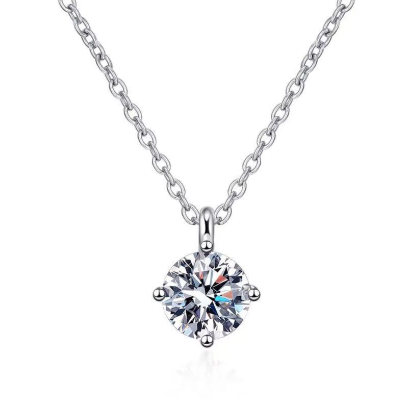 18K Gold Lab Grown Diamond Six-Prong Solitaire Necklace