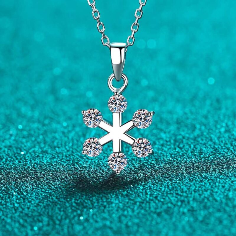 18K Gold Lab Grown Diamond Snowflake Necklace