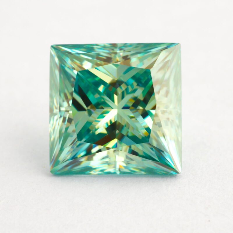 Blue-Green Princess Loose Moissanite