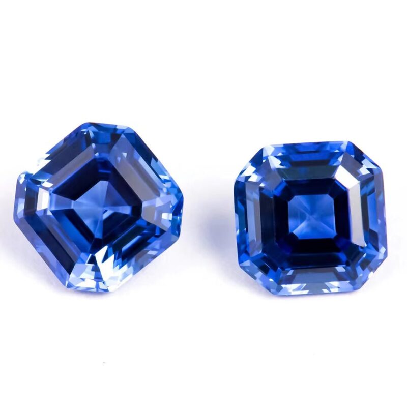 Blue Square Step Cut Lab Grown Diamond