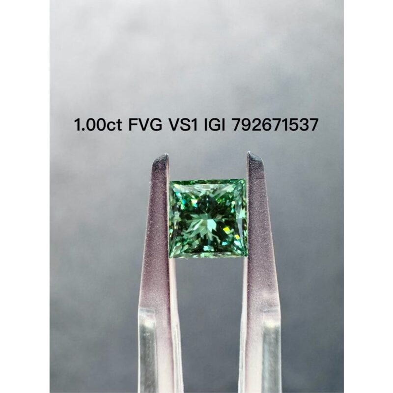 Green Square Brilliant Cut Lab Grown Diamond
