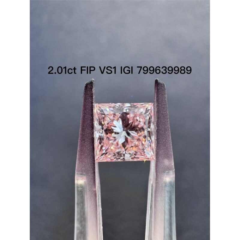 Pink Square Brilliant Cut Lab Grown Diamond