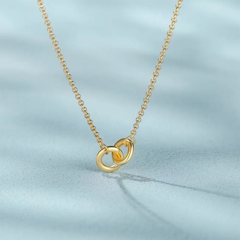 S925 Sterling Silver Double Circle Necklace