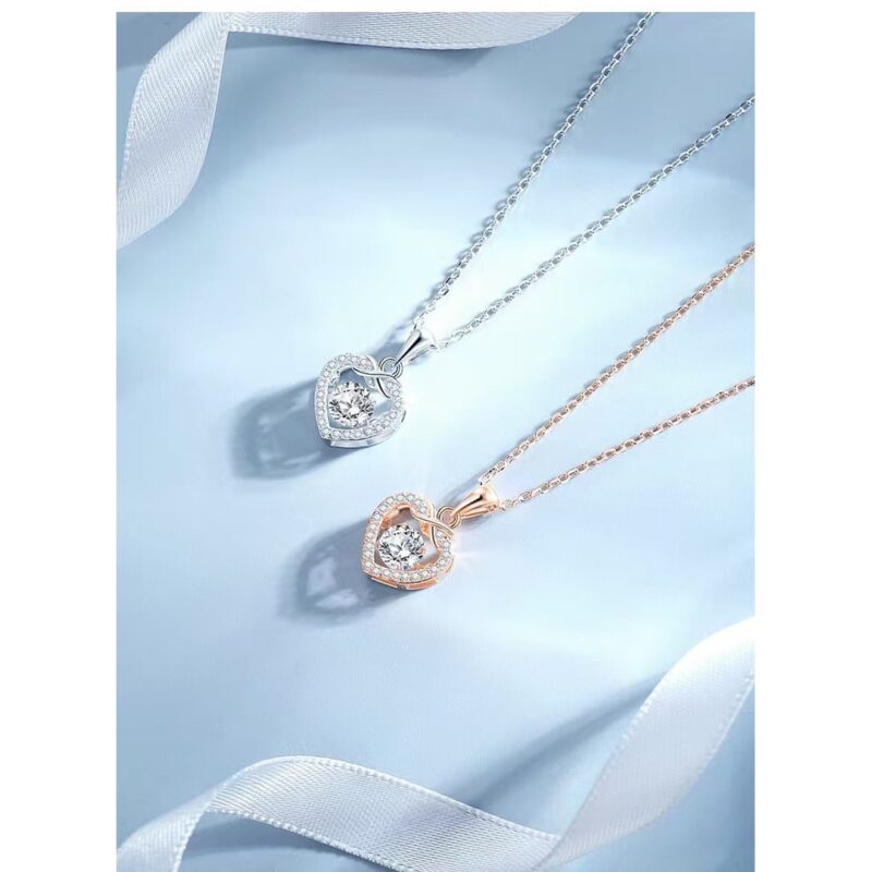 S925 Sterling Silver Heart Halo Necklace