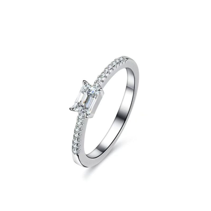 S925 Sterling Silver Rectangular Accent Band Ring