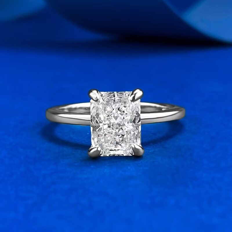 S925 Sterling Silver Rectangular Solitaire Ring