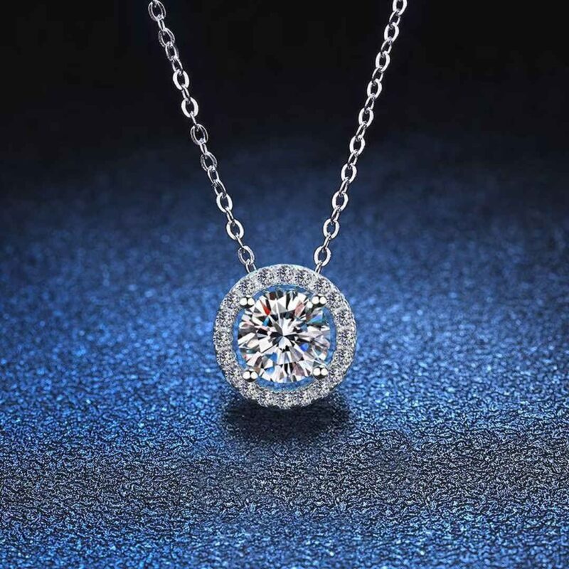 S925 Sterling Silver Round Halo Necklace